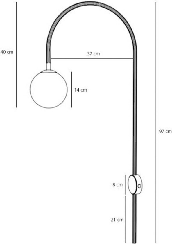 Una vegglampe, metall, glass, korallrød