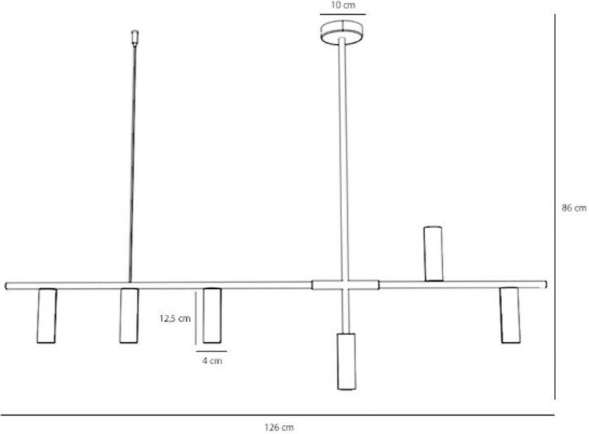 Trevo 6 All Black hengelampe, metall, svart, GU10
