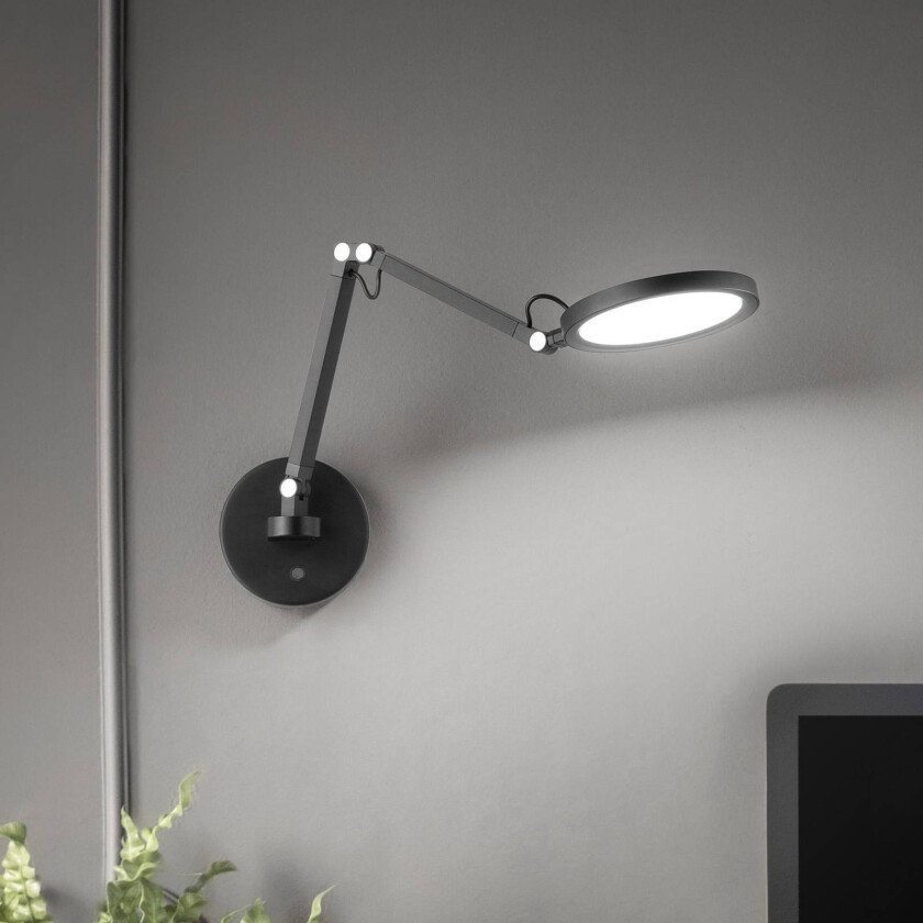 Regina LED-vegglampe, svart, CCT, dimbar, justerbar