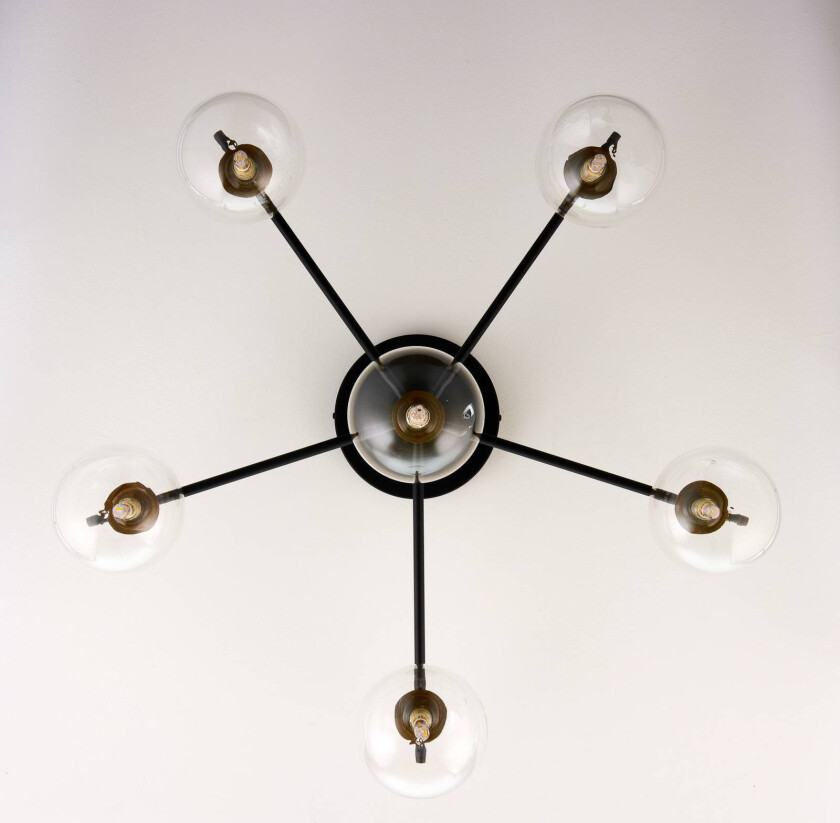 Figaro taklampe, 6 lyskilder, svart, glass, 34 cm høy, G9