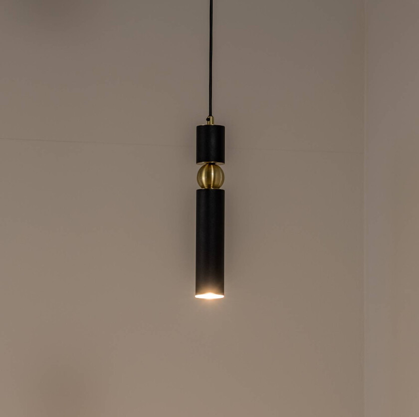 Alas hengelampe, svart, metall, opphengssystem 135 cm, GU10