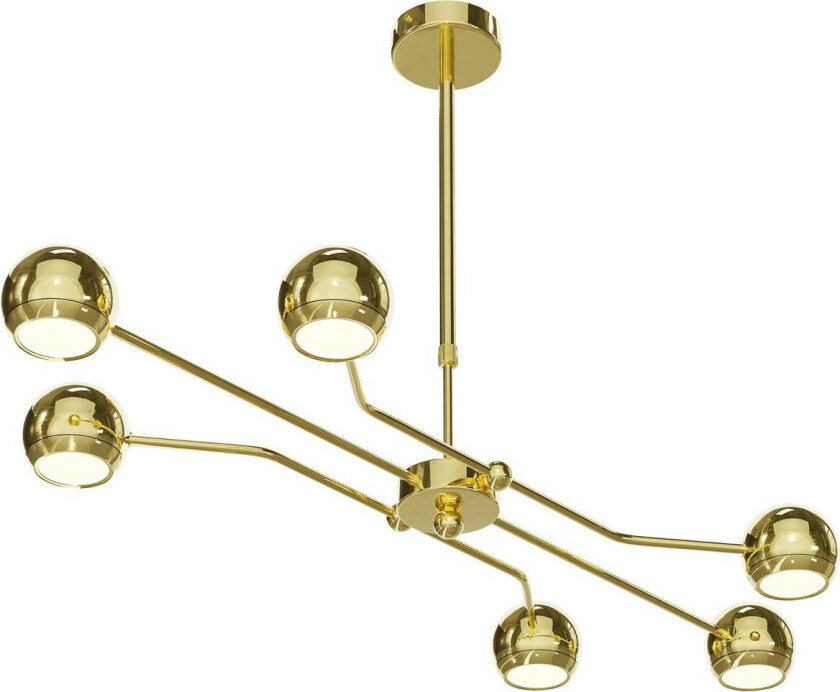 Tiana hengelampe, gullfarget, metall, 6 lyskilder, GU10