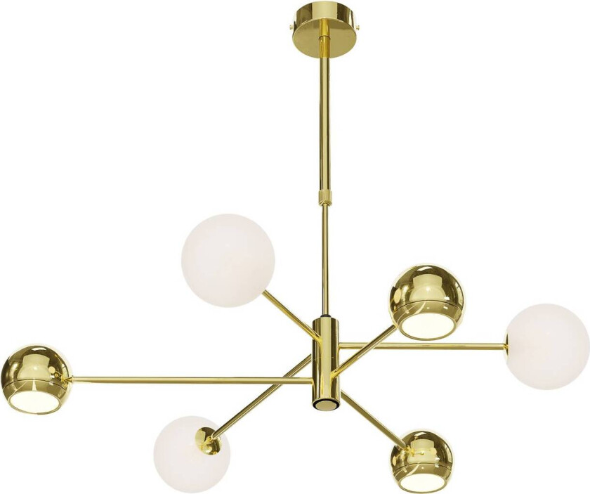 Moka hengelampe, gullfarget, glass, 3 lyskilder, G9, GU10