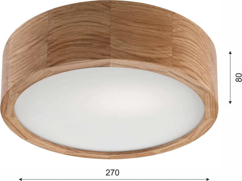 Caspian taklampe, Ø 27 cm, IP54, eik