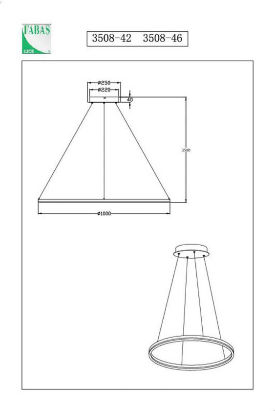 Giotto LED-pendellampe, Ø 100 cm, 1 lyskilde, svart