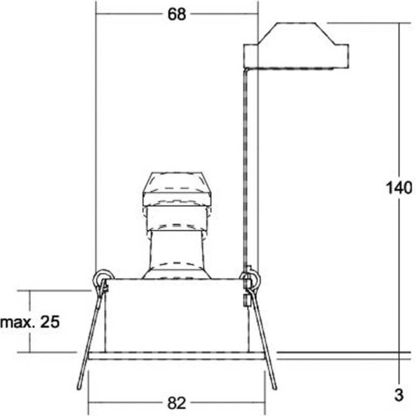 Tirrel dyp GU10 innfelt spot, rund, svart