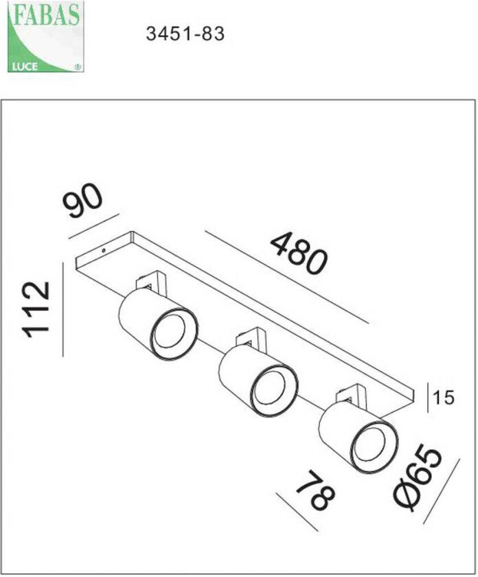 Modo spot, 3 lyskilder, hvit, dekorative ringer, GU10, aluminium