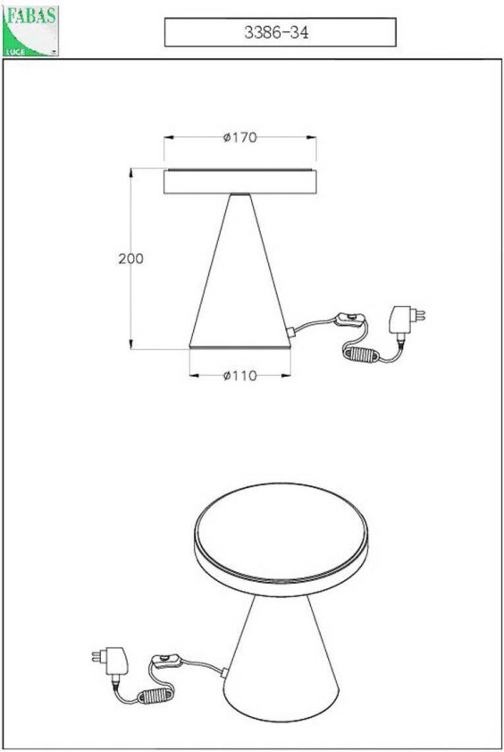 LED-bordlampe Neutra, høyde 20 cm, nikkel, berøringsdimmer