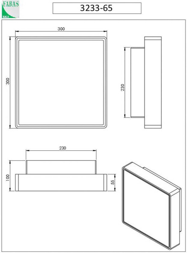 Oban vegglampe, 30 cm x 30 cm, 2 x E27, hvit, IP65