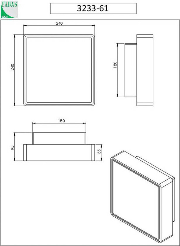 Oban vegglampe, 24 cm x 24 cm, 1 x E27, hvit, IP65