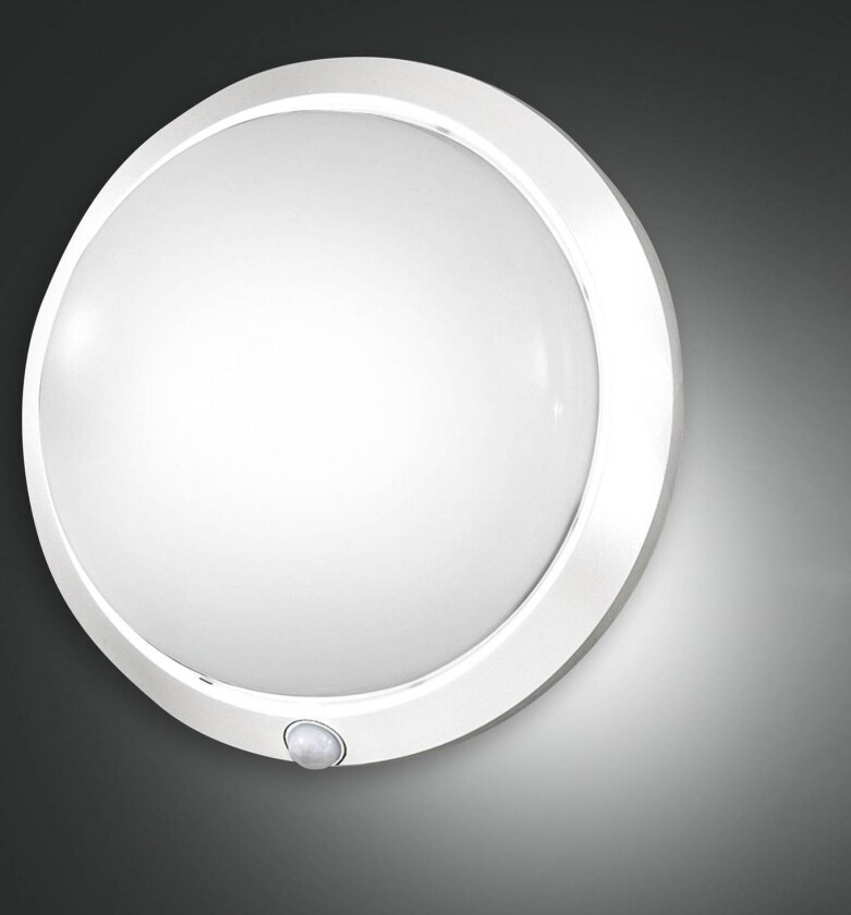 Armilla utendørs vegglampe, hvit, bevegelsessensor, Ø 30 cm