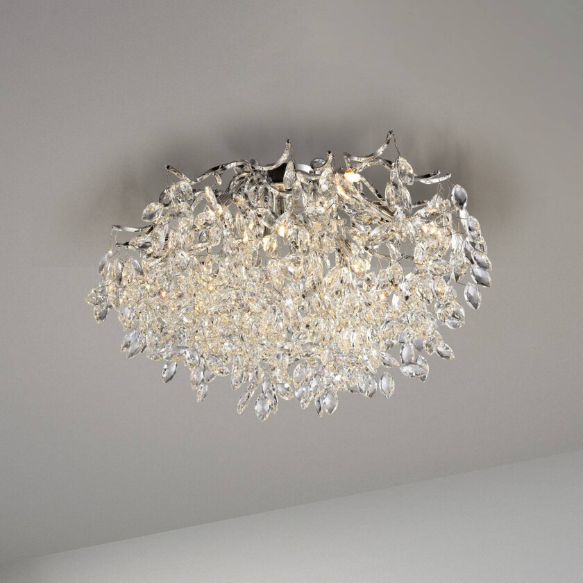 Paul Neuhaus Ricicle taklampe, krystallpendel, Ø 60 cm