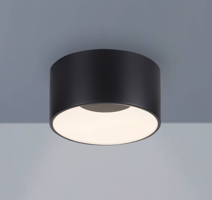 LED-taklampe Tanika svart, Ø16 cm, dimbar