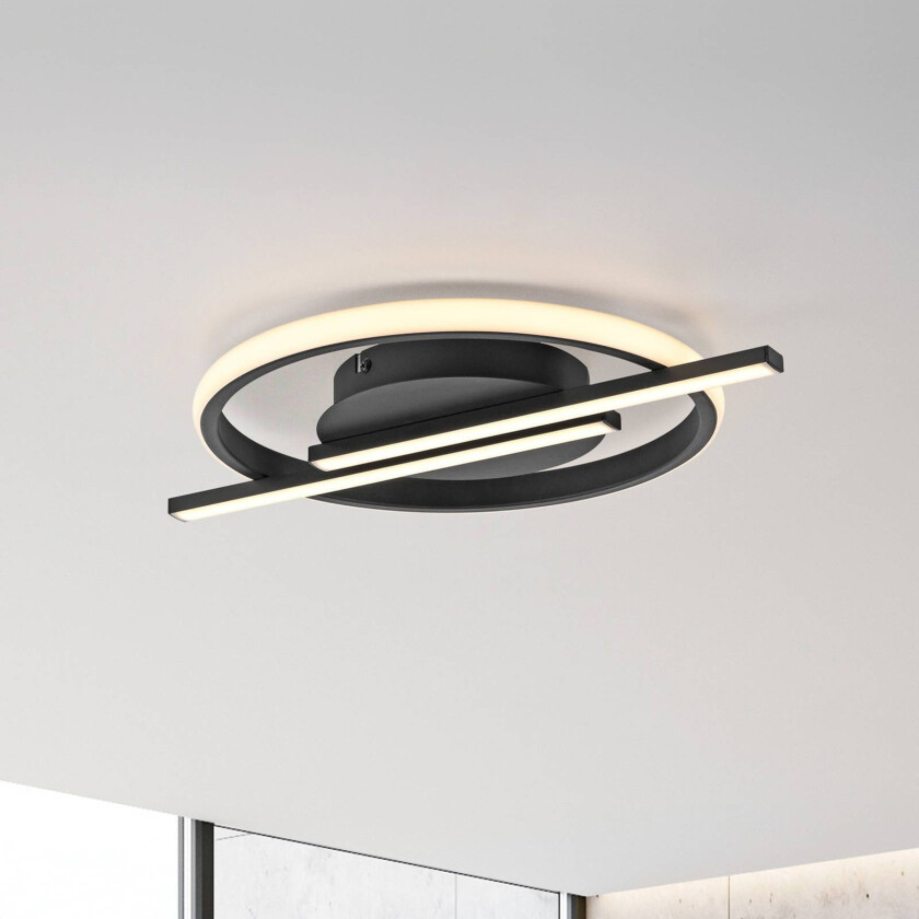 Korsa LED-taklampe, svart, Ø31 cm, dimbar