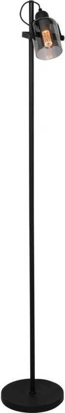 Fumoso gulvlampe, høyde 143 cm, svart/røykgrå