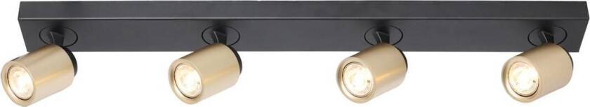 Razza takspotlight, svart/gull, lengde 82 cm, 4 lys.