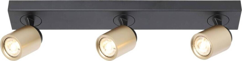 Razza takspotlight, svart/gull, lengde 61 cm, 3-lys.