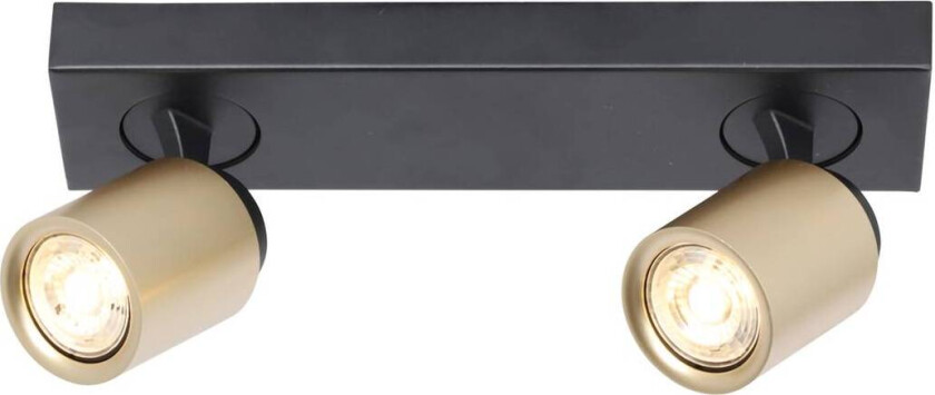 Razza takspotlight, svart/gull, lengde 38 cm, 2-lys.