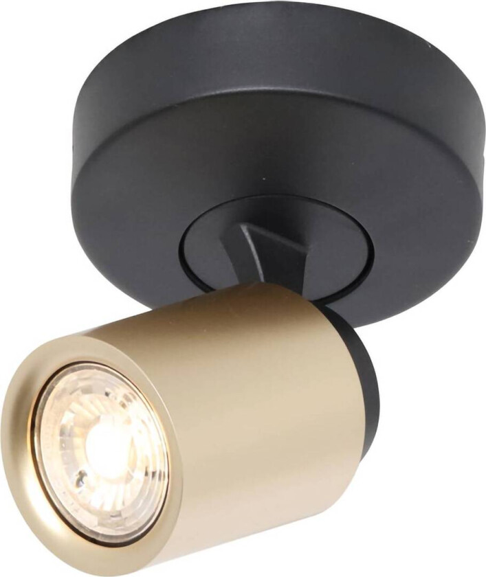 Razza takspotlight, svart/gull, Ø 13 cm, metall