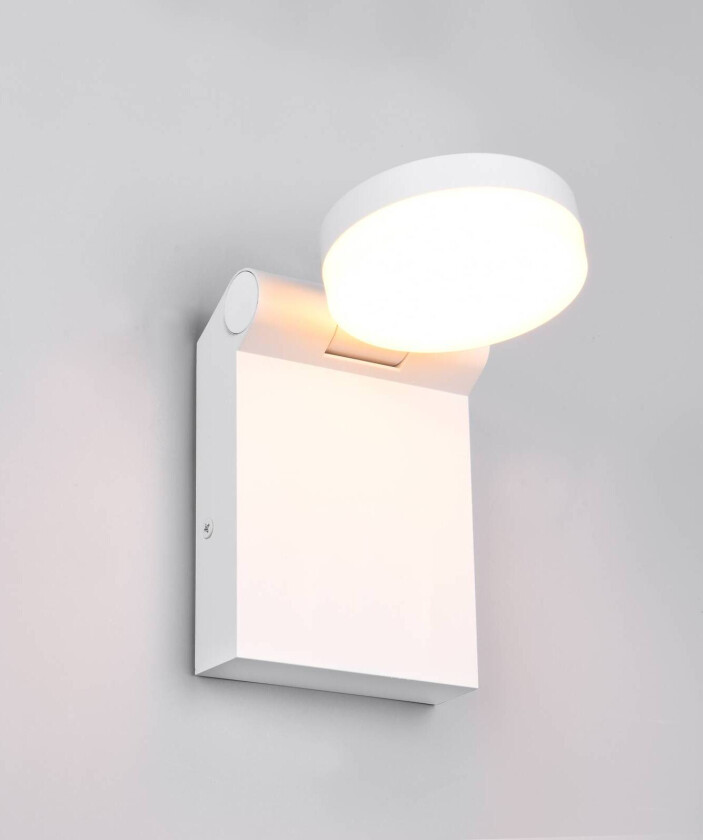 LED-vegglampe utendørs Adour, matt hvit, vippbar, CCT, IP44