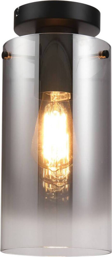 Ventotto taklampe, svart/røyk, Ø 15 cm, glass