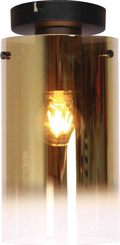 Ventotto taklampe, svart/gull, Ø 15 cm, glass