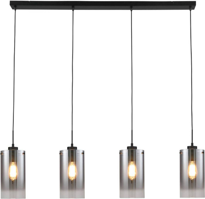 Ventotto hengelampe, svart/røyk, lengde 125 cm, 4-lys.