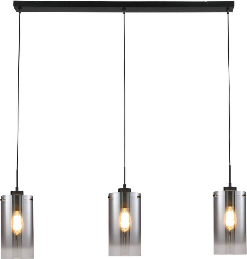 Ventotto hengelampe, svart/røyk, lengde 105 cm, 3-lys.