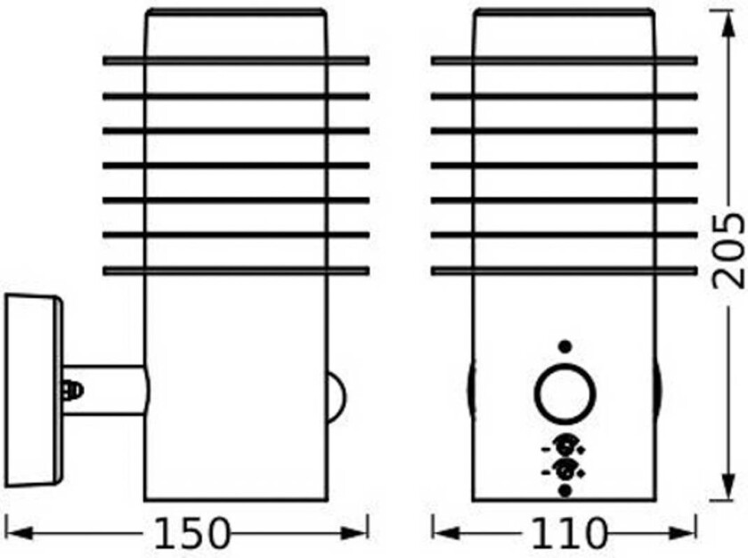 LED-vegglampe Endura Style Rondo mørkegrå Sensor