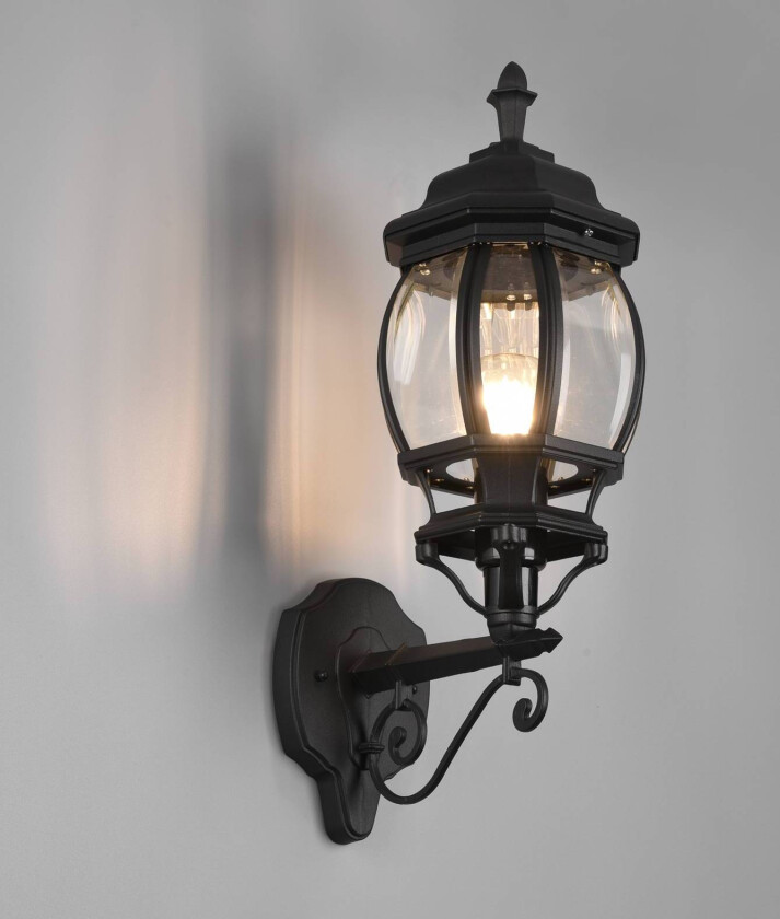 Elvo utendørs vegglampe, toppsokkel, matt svart