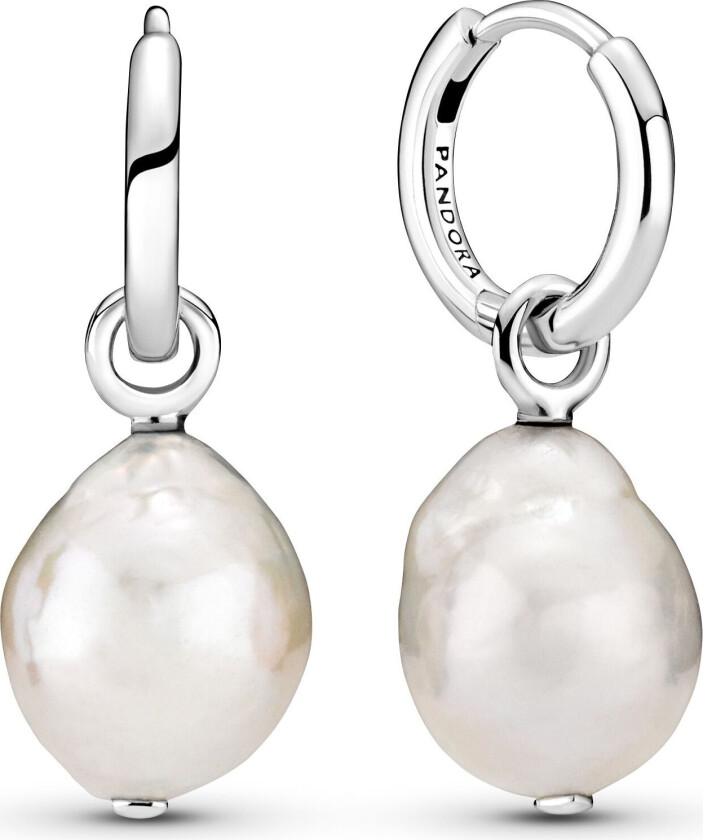 , Øreringer i 925 sølv med ferskvannsperle