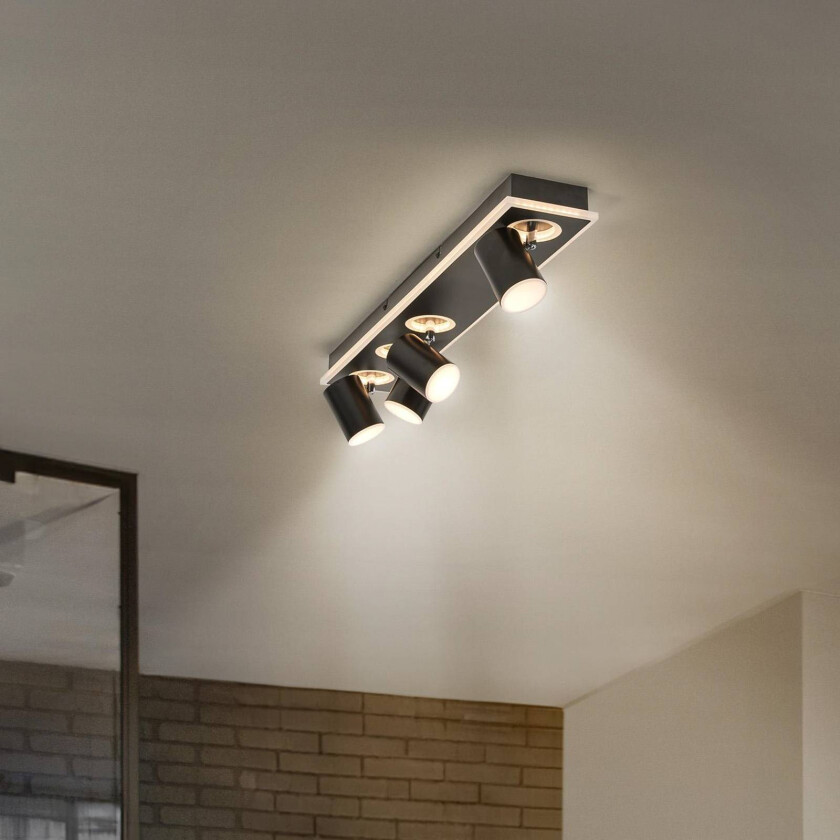 Mars LED-takspotlight, 5-lys, 4 spotlights, svart