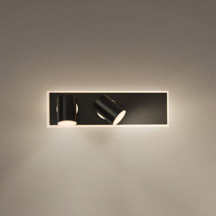 LED-takspot Mars, 3-lys, 2 spotlights, svart