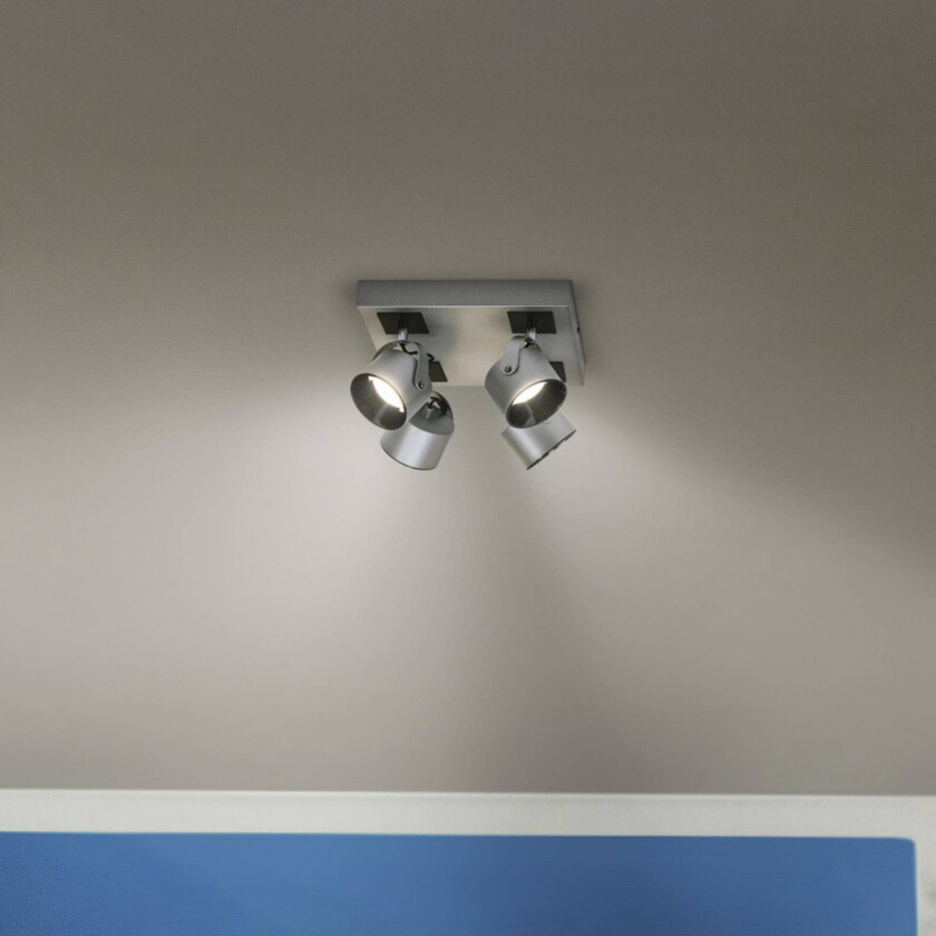 LED-takspotlight Jupiter, 3000 K, 4-lys, firkantet