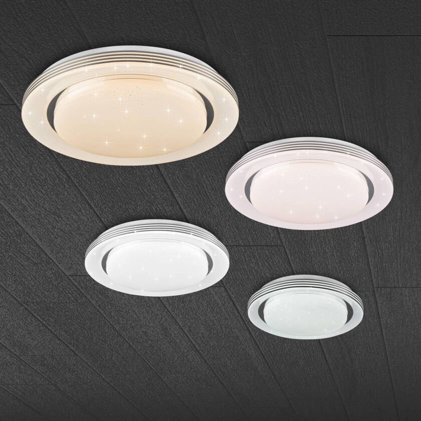 LED-taklampe Atria, Ø 58 cm, hvit, plast, CCT