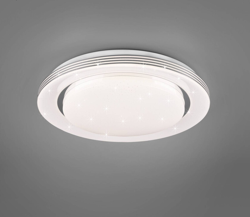 LED-taklampe Atria, Ø 38 cm, hvit, plast, CCT