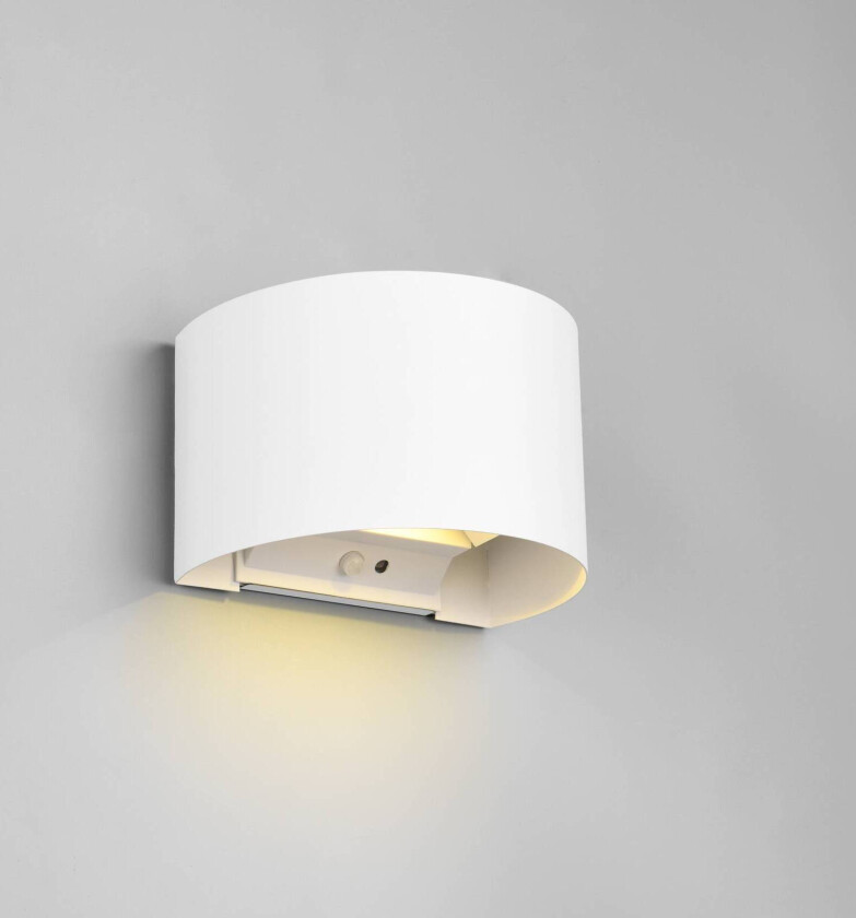 LED oppladbar utendørs vegglampe Talent, hvit, bredde 16 cm, sensor