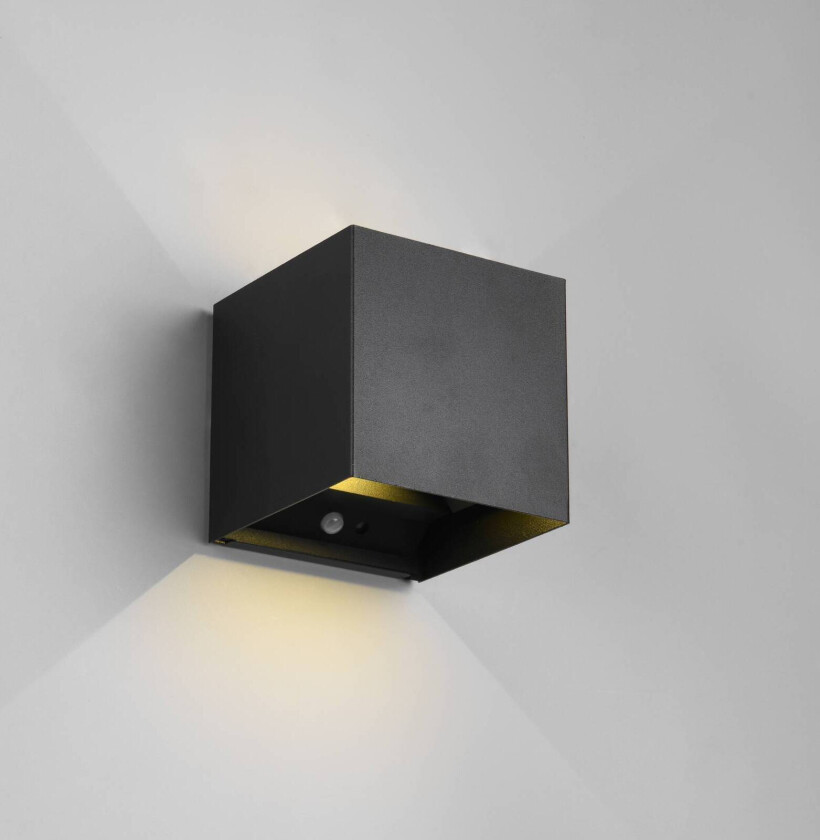 LED oppladbar utendørs vegglampe Talent, svart, bredde 10 cm Sensor