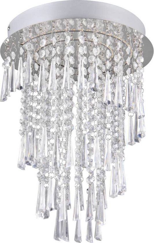 LED-taklampe Pomp, Ø 30 cm, krom, akryl/metall, CCT