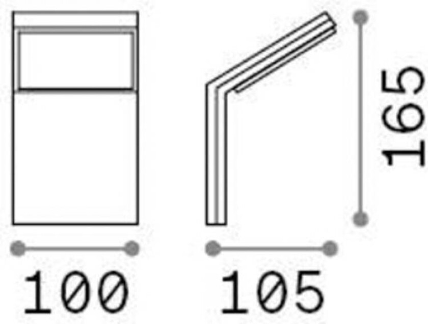 Ideal Lux utendørs vegglampe LED Style grå aluminium, 3000 K