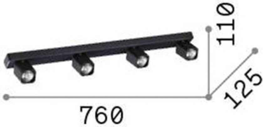 Ideal Lux downlight Rudy Square, hvit, 4 lyskilder, metall