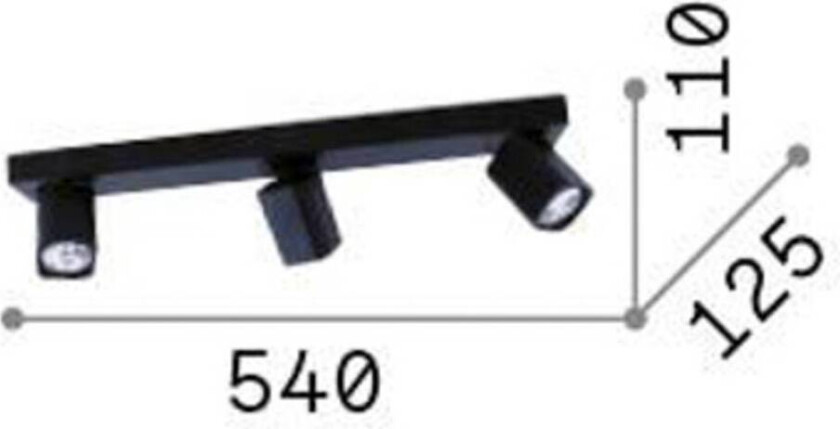 Ideal Lux Rudy Square downlight, svart, 3 lyskilder, metall