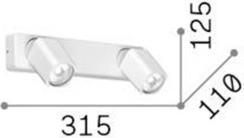 Ideal Lux veggspot Rudy Square, svart, 2 lyskilder, metall