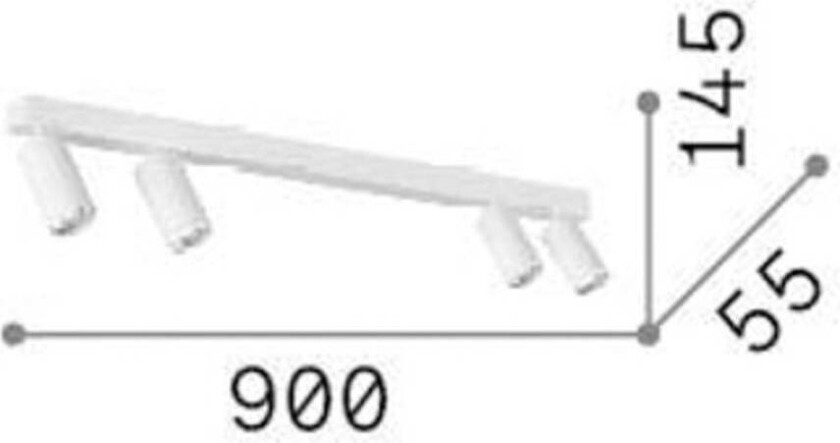 Ideal Lux Profilo downlight, hvit, 4 lyskilder, metall