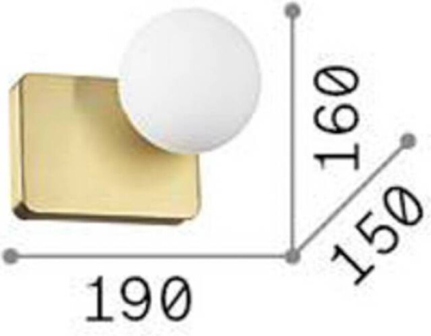 Ideal Lux Penta vegglampe, gullfarget, opalt glass, aluminium