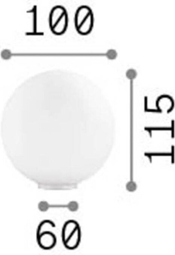 Ideal Lux Mapa bordlampe, Ø 10 cm, opalt glass, hvit, kuppel