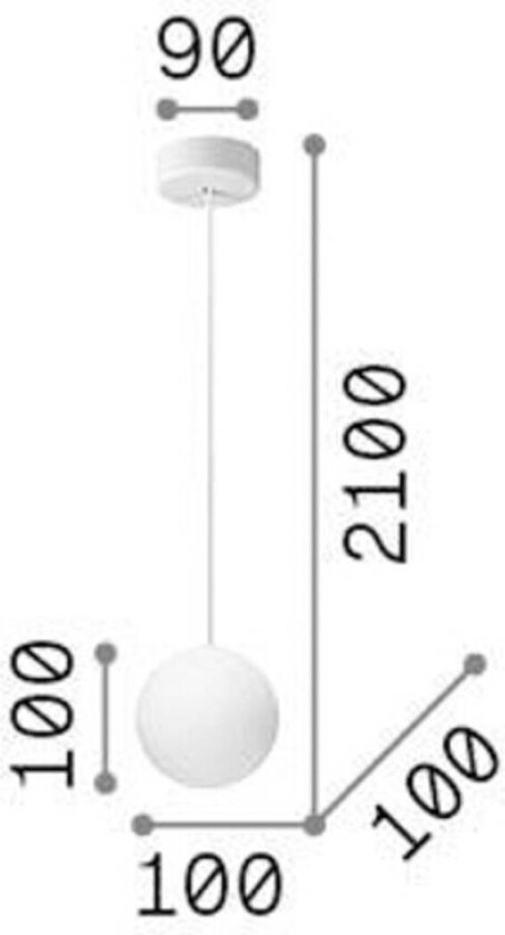 Ideal Lux Mapa pendellampe, Ø 10 cm, opalt glass, kuppel