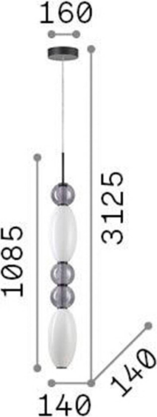 Ideal Lux hengelampe Lumiere-3, opal/grått glass