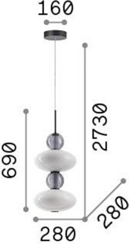 Ideal Lux hengelampe Lumiere-2, opal/grått glass