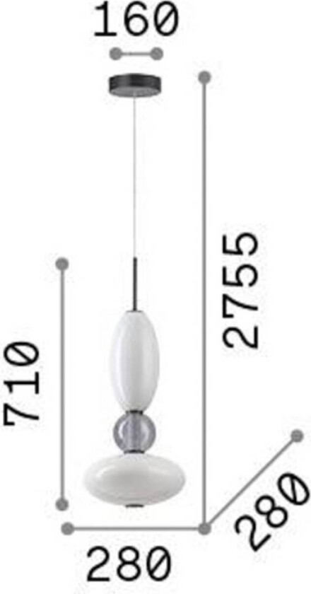 Ideal Lux hengelampe Lumiere-1, opal/grått glass